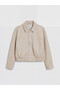 Peak New Season Beige Shirt Collar Women's Leather Look Coat - 4