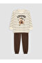 Özmarka New Season Ecru Crew Neck Printed Boys' Pajama Set - 2
