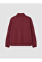 Burgundy High Collar Women's Thick Zippered Sweatshirt - 7