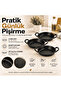 3-Piece Granite Coated Cast Iron Pan Set – 18, 20 and 22 cm Double Handle Pan Set - 2