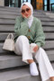 V-Neck Hair Braid Detailed Knitwear Cardigan Tsd260296 Mint Green - 3