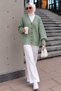 V-Neck Hair Braid Detailed Knitwear Cardigan Tsd260296 Mint Green - 2