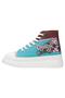 Women's Vegan Turquoise Thick Sole High Sneakers - Yum Choco Luv Design - 3