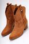 Women's Nioverra Tan Suede 5 cm Heeled Western Boots - 5