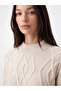 Özmarka New Season White Diamond Patterned Oversize Women's Knitwear Sweater - 3