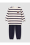 Navy Blue Striped Baby Boy Tracksuit Set - 3