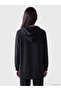 Ozmarka New Season Black Soft Touch Oversize Women's Zippered Sweatshirt - 4