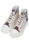 Women's Vegan Beige Thick Sole High Sneakers - Dooking Around Design - 2