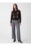 Özmarka New Season Brown Diamond Patterned Women's Knitwear Cardigan - 2