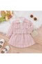 Two‑Piece Tweed Skirt Dress & Cropped Jacket Set | 12-24 Months | Pastel Pink Plaid | Soft Cotton - 2