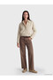 Peak New Season Beige Shirt Collar Women's Leather Look Coat - 2