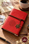 4 Pieces of Memory Notebook with Faux Leather Cover – Compass Printed Red Design Unlined 150 Pages Wedding Bridal Circumcision Notebook Journal