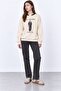 Printed Detailed Sweatshirt Beige - 3