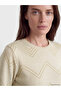 Ozmarka New Season Beige Crew Neck Patterned Women's Knitwear Sweater - 3
