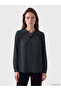 Özmarka New Season Black Tie-Neck Polka Dot Blouse