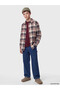 Özmarka New Season Navy Blue Plaid Gabardine Boys' Shirt - 2