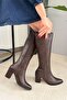Women's Monika Brown 7cm Heeled Zippered Boots - 4