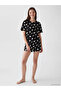 Ozmarka New Season Black Heart Patterned Women's Shorts Pajama Set - 2