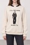 Printed Detailed Sweatshirt Beige - 2