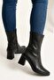 Women's Pedra Black Stretch 6 cm Thick Heels - 2