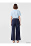 Lcw Modest Navy Blue Elastic Waist Wide Leg Women's Pants - 4
