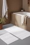 Liora White Cotton Soft 2-Piece Bath Mat (60X100+50X60 cm) Non-Slip Base Washable Modern