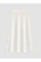 Seray New Season Ecru A-Line Knitwear Skirt with Elastic Waist - 6