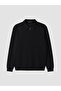 Vizyon New Season Black Polo Collar Men's Sweatshirt - 5