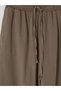 Özmarka New Season Khaki Women's Wide Leg Pants with Elastic Waist - 7