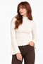 Ecru Marul Collar and Spanish Sleeve Ribbed Knit Sweater - 2