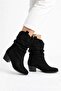 Women's Jade Black Suede Drawstring Western Boots - 2