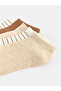 Two Mt Shop Quality Lcw Dream Ecru Striped 5-Pack Women's Booties Socks - 4
