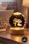 5 Pieces of Lighted Glass Globes – USB Night Light with Wooden Base, Love and Affection Themed Decorative Gift, USB Lamp