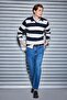 Men's Polo Collar Striped Knitwear Sweater Navy Blue Ecru Long Sleeve Buttoned Casual Regular Fit Y4194Azdfe51 - 5