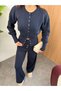 Women's Button Detailed Wide Leg Knitwear Set - 3