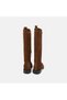 Women's Tan Belt Detailed Suede Leather Boots - 5