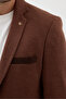 Angelos Men's Camel Cotton Blended Stretch Fabric Dobby Mono Collar Sport Slim Fit Blazer Jacket - 2