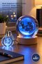 3-Piece Full Moon Design Glass Globe and Light-Up Keychain Set – Color-Changing USB Crystal Glass Globe, Wooden Base, Keychain (Keychain Led)
