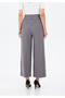 Plaid Patterned High Waist Wide Leg Trousers with Belt Detail - 4