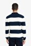Men's Polo Collar Striped Knitwear Sweater Navy Blue Ecru Long Sleeve Buttoned Casual Regular Fit Y4194Azdfe51 - 4