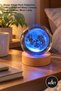 2 Pieces Full Moon Glass Globe – Color Changing USB Decorative Table Lamp with Wooden Base, Night Light, Moon Lamp