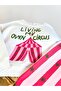 Girl's Circus Printed Ecru Sweatshirt and Pink Striped Star Printed Sweatpants Set - 3