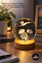 3 Pieces of Lighted Glass Globes – Decorative Night Light with Jellyfish Design and Wooden Base, USB Led Globe Jellyfish Orb