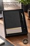 1 Piece Notebook and Pen Set – Boxed Black Leather Patterned Metal Rollerball Pen, Vip Gift Notebook Pen Set