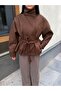 Women's Stand Collar Belted Suede Jacket - 2