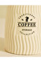 White Ribbed Coffee Canister With Bamboo Lid - 4