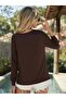 Women's long sleeve crew neck sandy blouse - 5