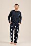 Father Son Navy Blue Pajama Set, 100% Cotton, Adult and Children's Pajamas Have Separate Prices - 4