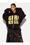 Unisex Black Girl Kisser Printed Zipper Sweatshirt Printed Premium Oversize T-Shirt
