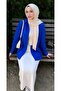 Blue Oversize Cotton Linen Shirt with Pockets Trendy Loose Drop Shoulder Women's